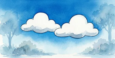 Dos nubes blancas y esponjosas sobre un cielo azul.